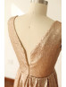 Hot-selling V Neck Matte Sequin Short Bridesmaid Dress